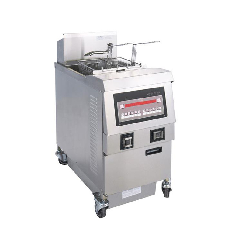 Commercial Freestanding 2-Tank 4-Basket Electric/Gas Open Fryer /KFC Deep Fryer Machine with Wheels