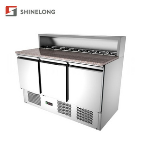 3 Doors Fancooling Salad Bar Display Counter Refrigeration Equipment Salad Prep Table Refrigerated Refrigerator