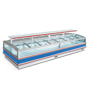 2.5m Split Type Double Islands Frozen Food Display Freezer for Supermarket Open Showcase