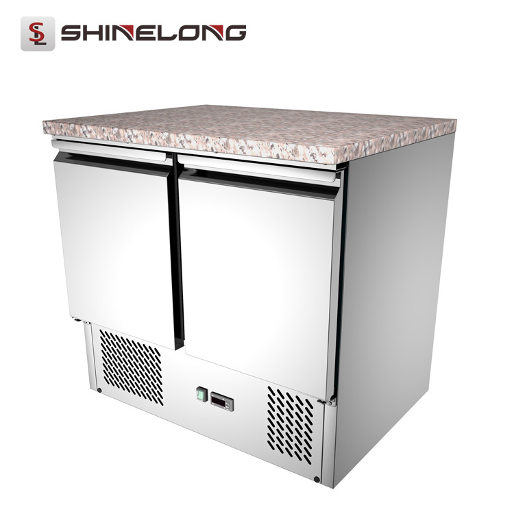 Commercial Stainless Steel SS304 Salad Bar Display Refrigerator with Glass Cover Sale