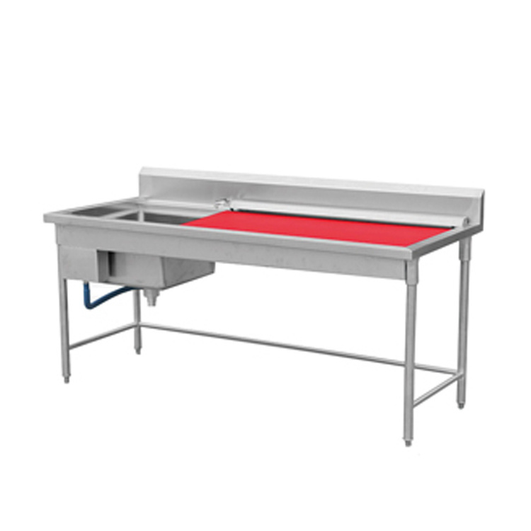 1800mm Stainless Steel Fish Cleaning Work Table With Sink and Chopping Board