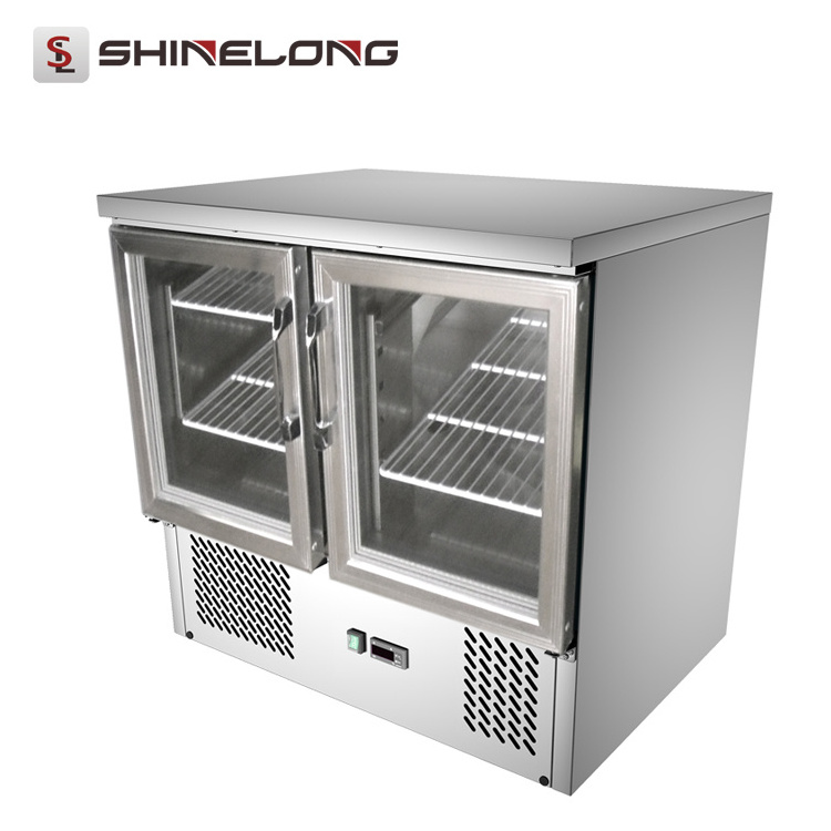 Commercial Stainless Steel SS304 Salad Bar Display Refrigerator with Glass Cover Sale