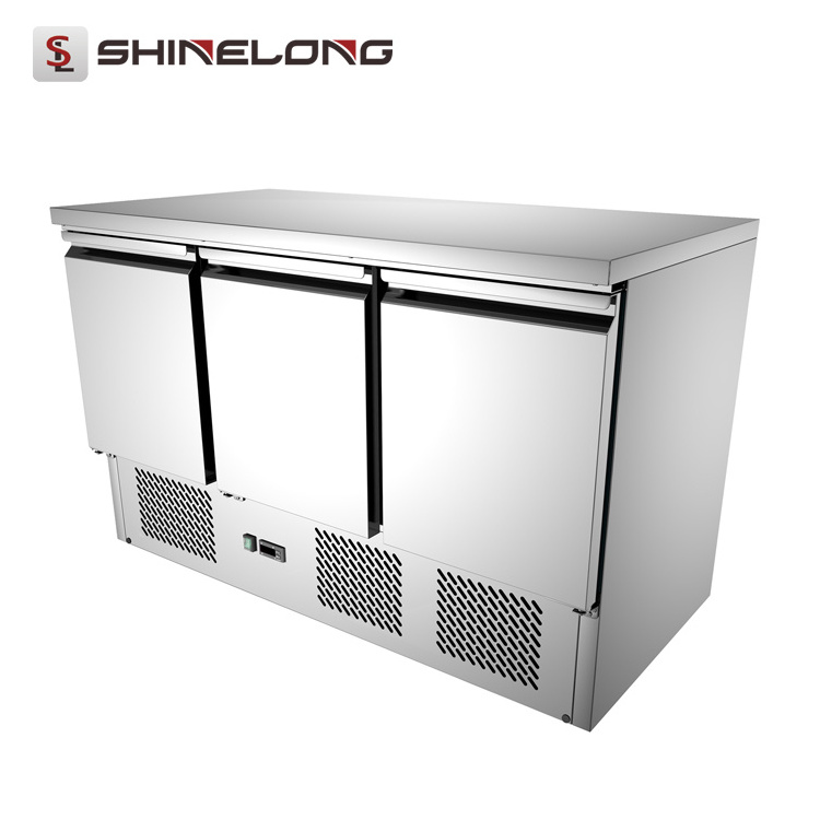 Commercial Stainless Steel SS304 Salad Bar Display Refrigerator with Glass Cover Sale