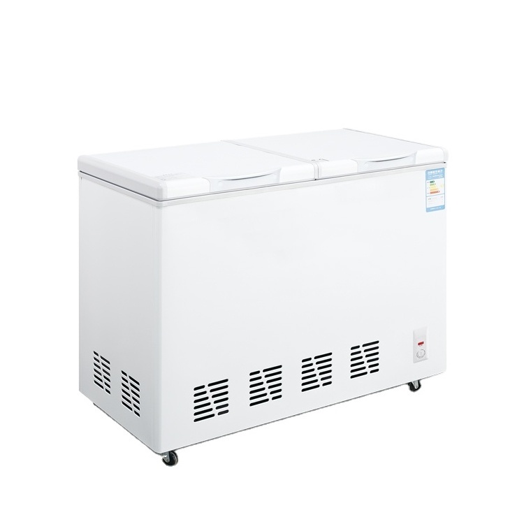 FRHF-1-3 Commercial Double Sliding Door Ice Cream Chest Deep Freezer with Refrigerator for Drinks Supermarket