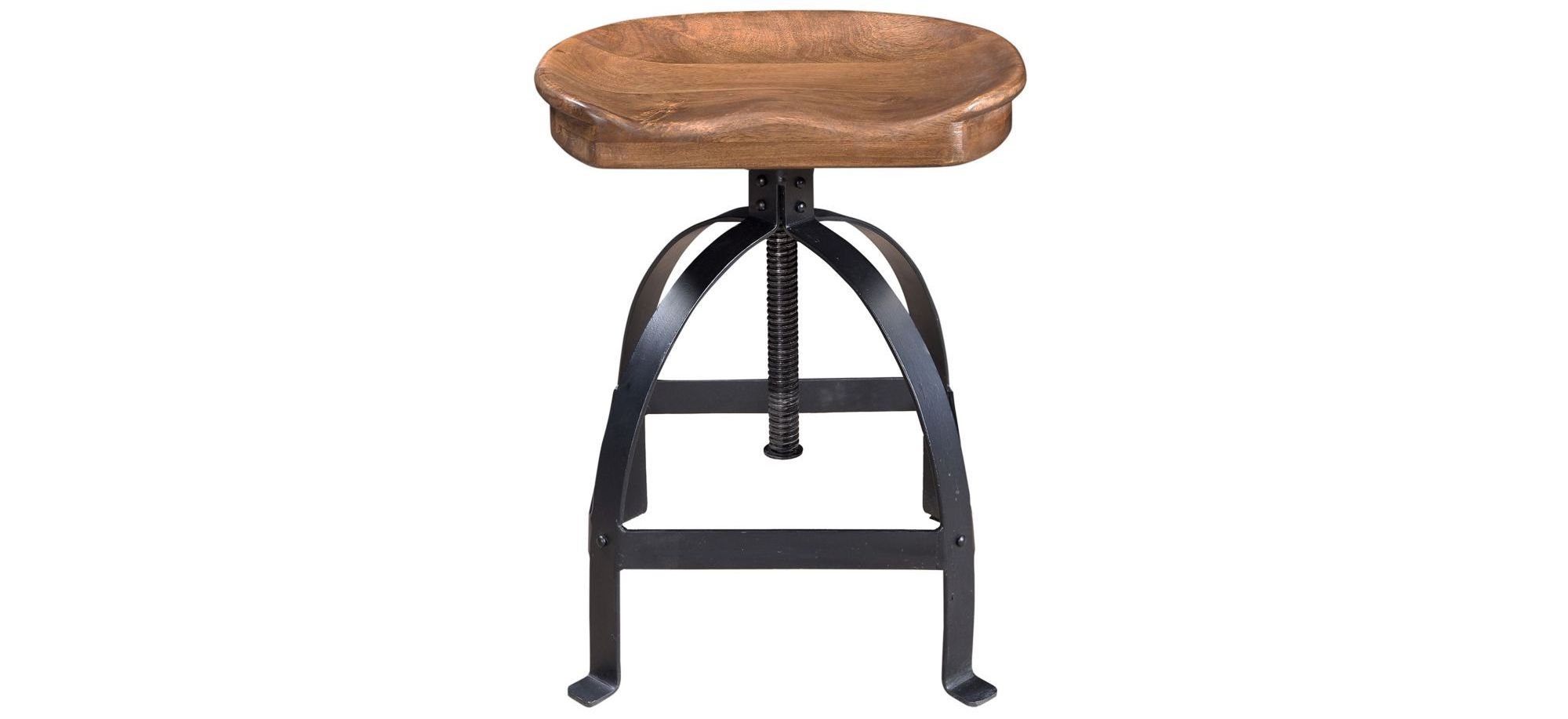 Beautiful Brown Color Wooden Seat Stool Premium Quality Sheesham Wood with Iron Base Height Adjustable Stool for Home & Hotel