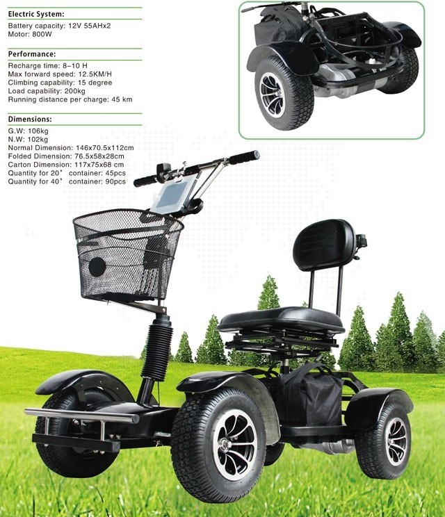 1000W motor real transaxle driving single seat electric golf cart