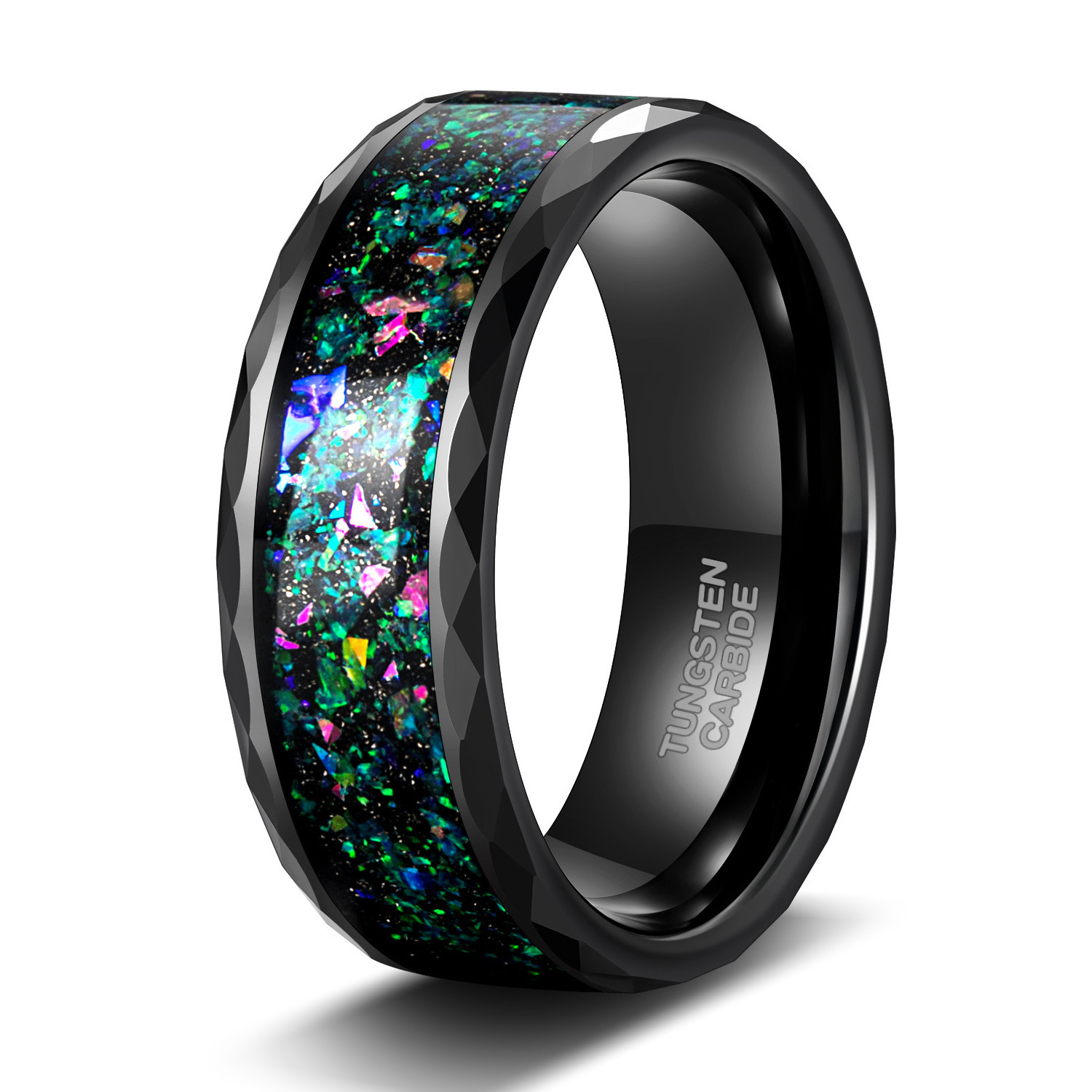 Luxury wedding jewelry tungsten ring Galaxy series Australian gem turquoise ring stainless steel men rings