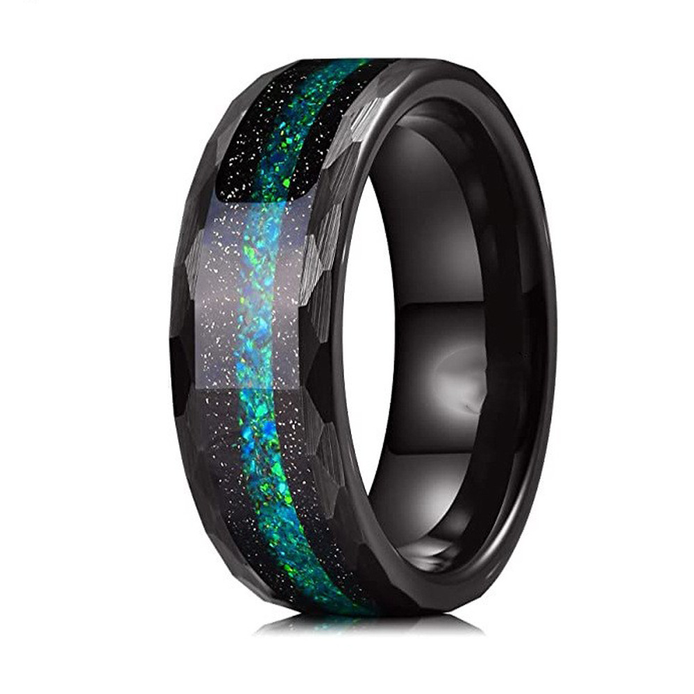 Luxury wedding jewelry tungsten ring Galaxy series Australian gem turquoise ring stainless steel men rings