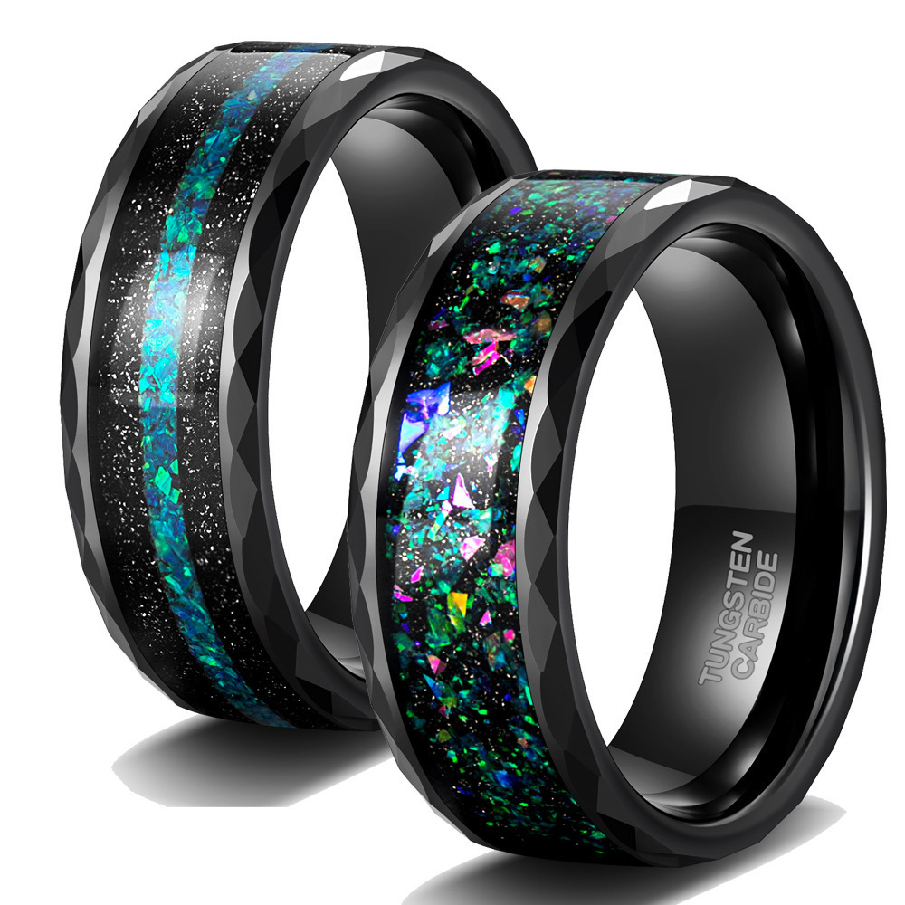 Luxury wedding jewelry tungsten ring Galaxy series Australian gem turquoise ring stainless steel men rings