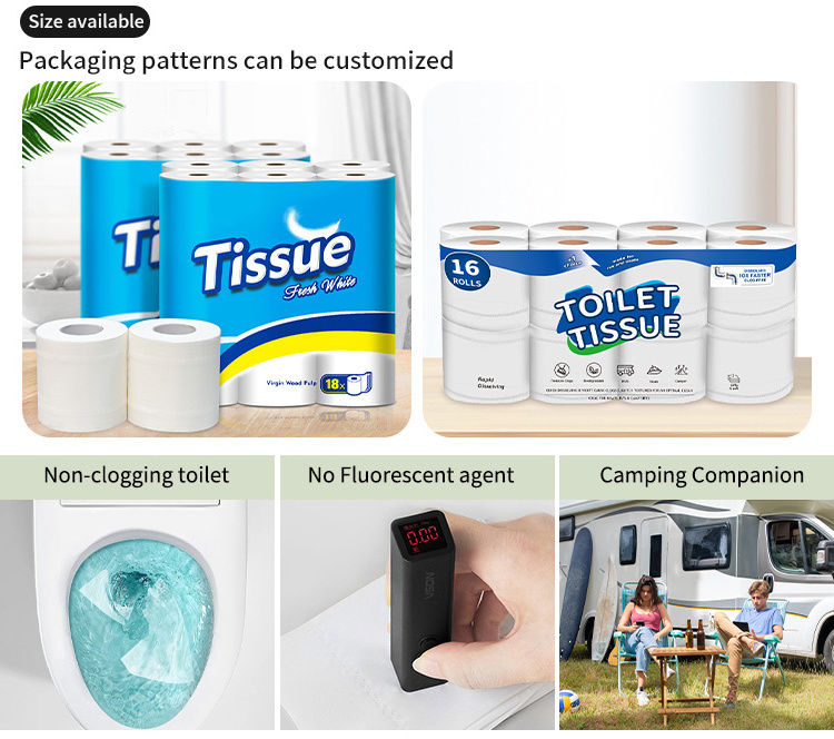 Wholesale Custom Hygienic 3 Ply Bathroom Tissue Paper Toilet Paper 4 Ply Flushable Toliet Paper