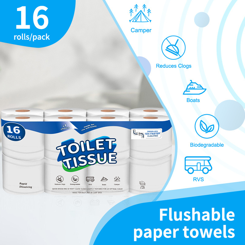 Wholesale Custom Hygienic 3 Ply Bathroom Tissue Paper Toilet Paper 4 Ply Flushable Toliet Paper