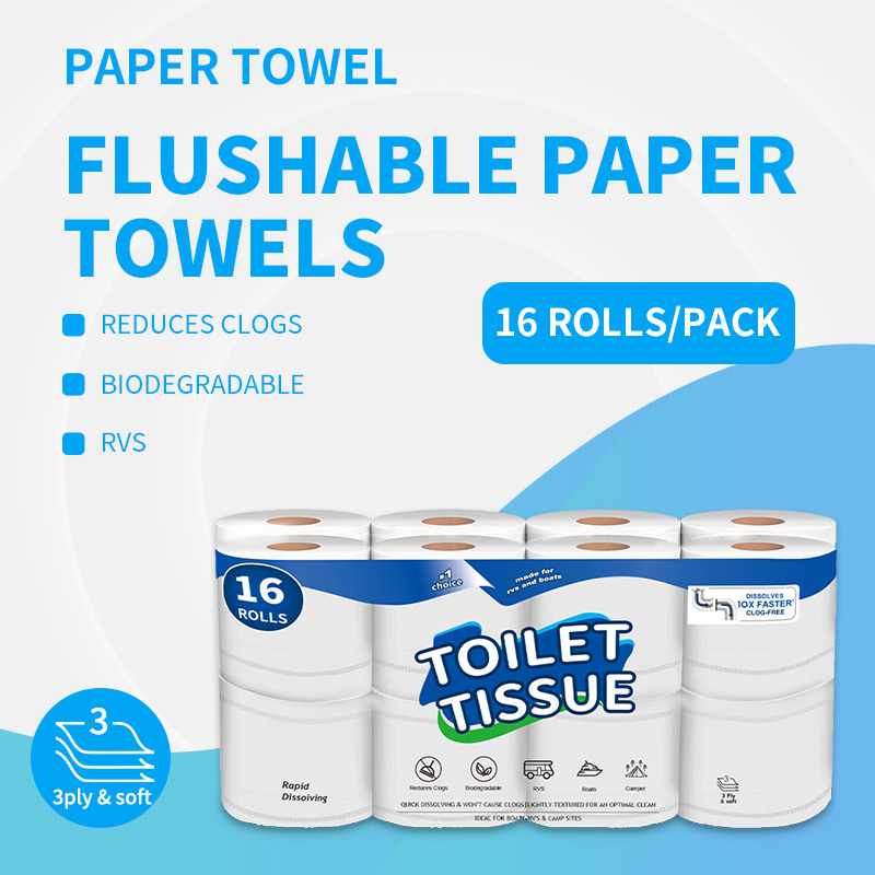 Wholesale Custom Hygienic 3 Ply Bathroom Tissue Paper Toilet Paper 4 Ply Flushable Toliet Paper