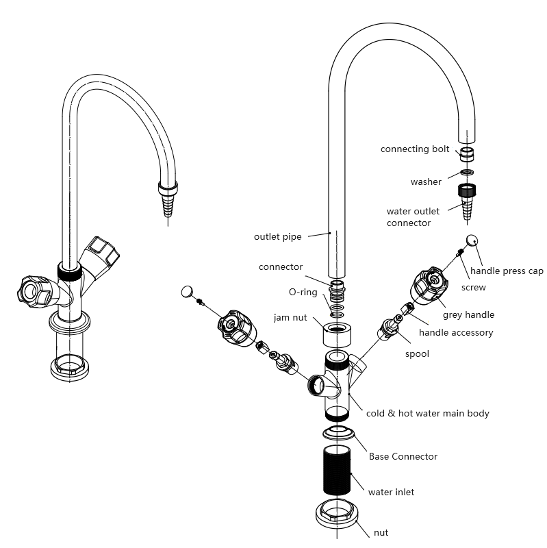 Factory wholesale laboratory high head lab faucet fitting cold and hot water faucet tap