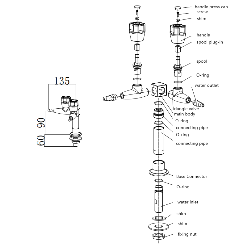 high quality factory lab gas tap double way laboratory gas fittings with good price