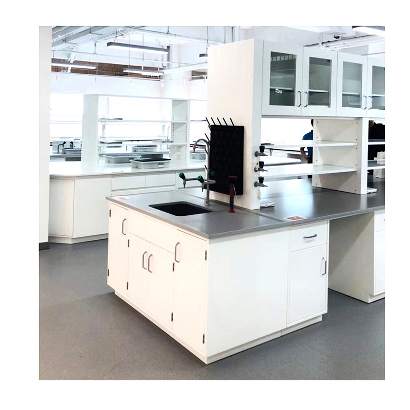 Factory Directly Supply Chemistry laboratory table metal work table work bench with hanging cabinets