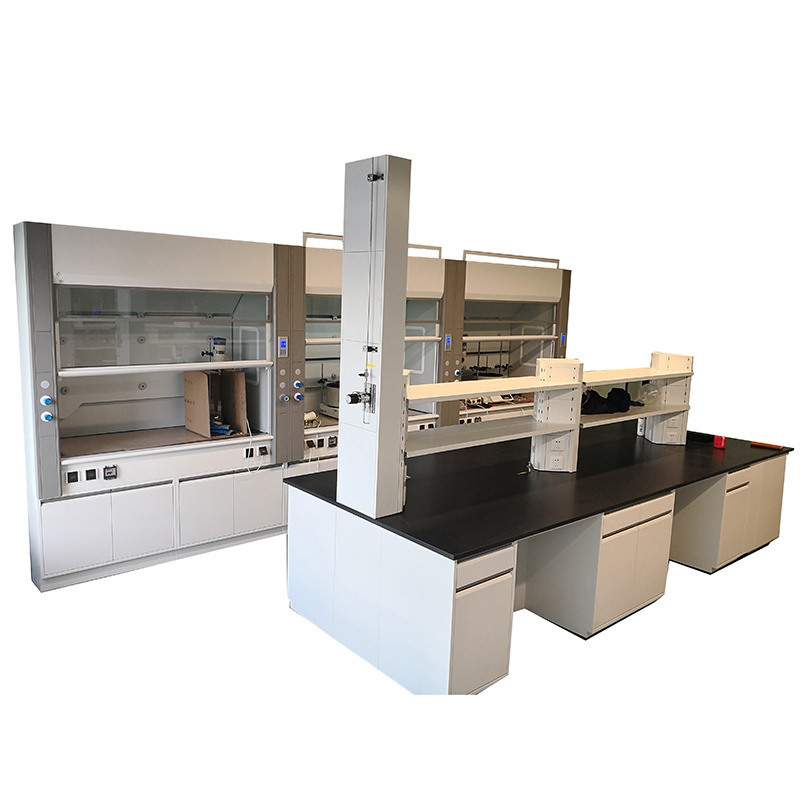 Factory Directly Supply Chemistry laboratory table metal work table work bench with hanging cabinets