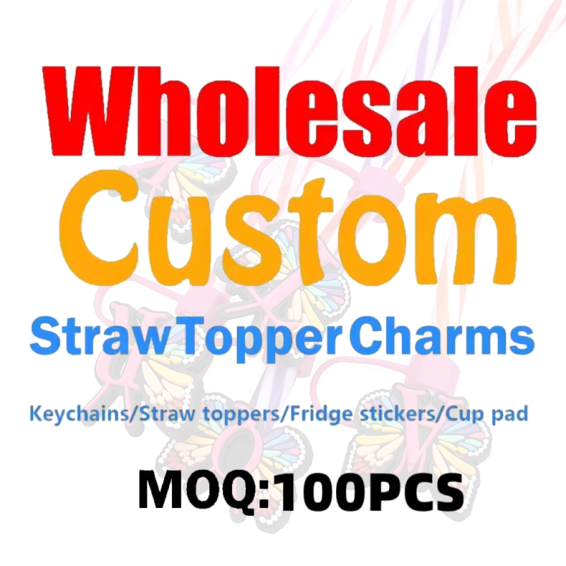 Custom Straw Cover Topper Personal Custom Sublimation Straw Topper Charms Fashion Logo Mold Cartoon Custom Straw Topper