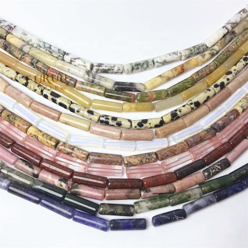 60 Colors Natural Stone 4x13mm Multi colors Jasper Quartz Jasper Semi Gemstone Tube Beads Cylinder Column Spacer Jewelry beads