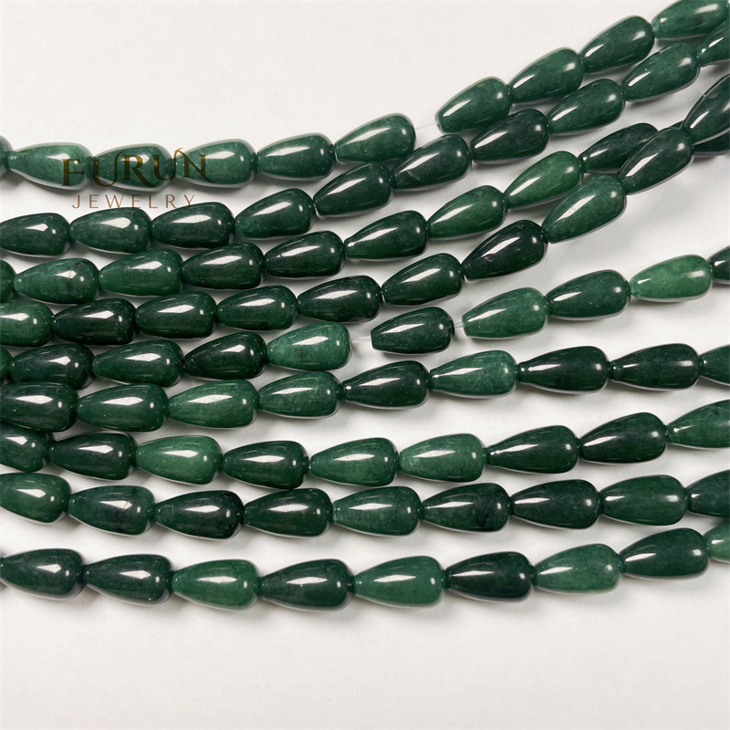 Dark Green Jade Teardrop 6x11mm Malaysian Jade Drop Dye Nephrite Semiprecious Gemstone Loose Bead for earring Jewelry desgin