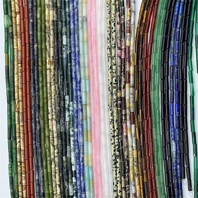 60 Colors Natural Stone 4x13mm Multi colors Jasper Quartz Jasper Semi Gemstone Tube Beads Cylinder Column Spacer Jewelry beads