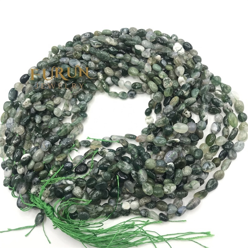 Natural Moss Agate Gemstone Beads Nuggets Free Size Chips  Beads for DIY Jewelry Making Beads