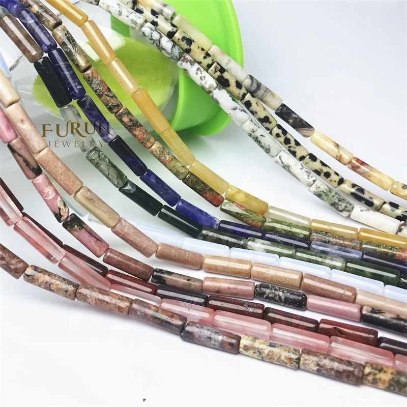 60 Colors Natural Stone 4x13mm Multi colors Jasper Quartz Jasper Semi Gemstone Tube Beads Cylinder Column Spacer Jewelry beads