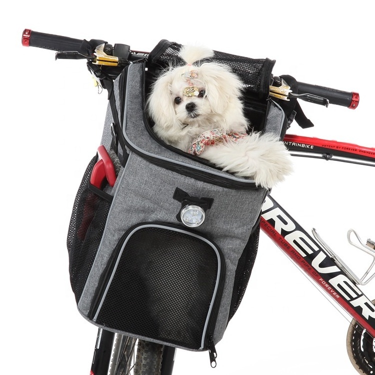 Dog Bike Basket, Expandable Soft-Sided Pet Carrier Backpack, 4 Mesh Windows for Small Dog Cat Puppies