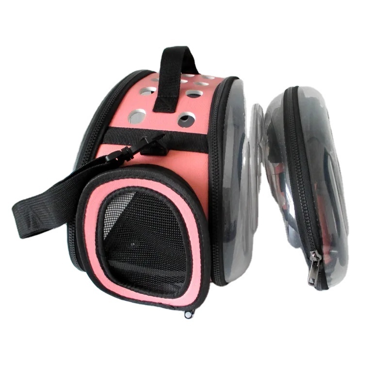 Pink pet backpack breathable portable can fold pet dog bag dog carrier