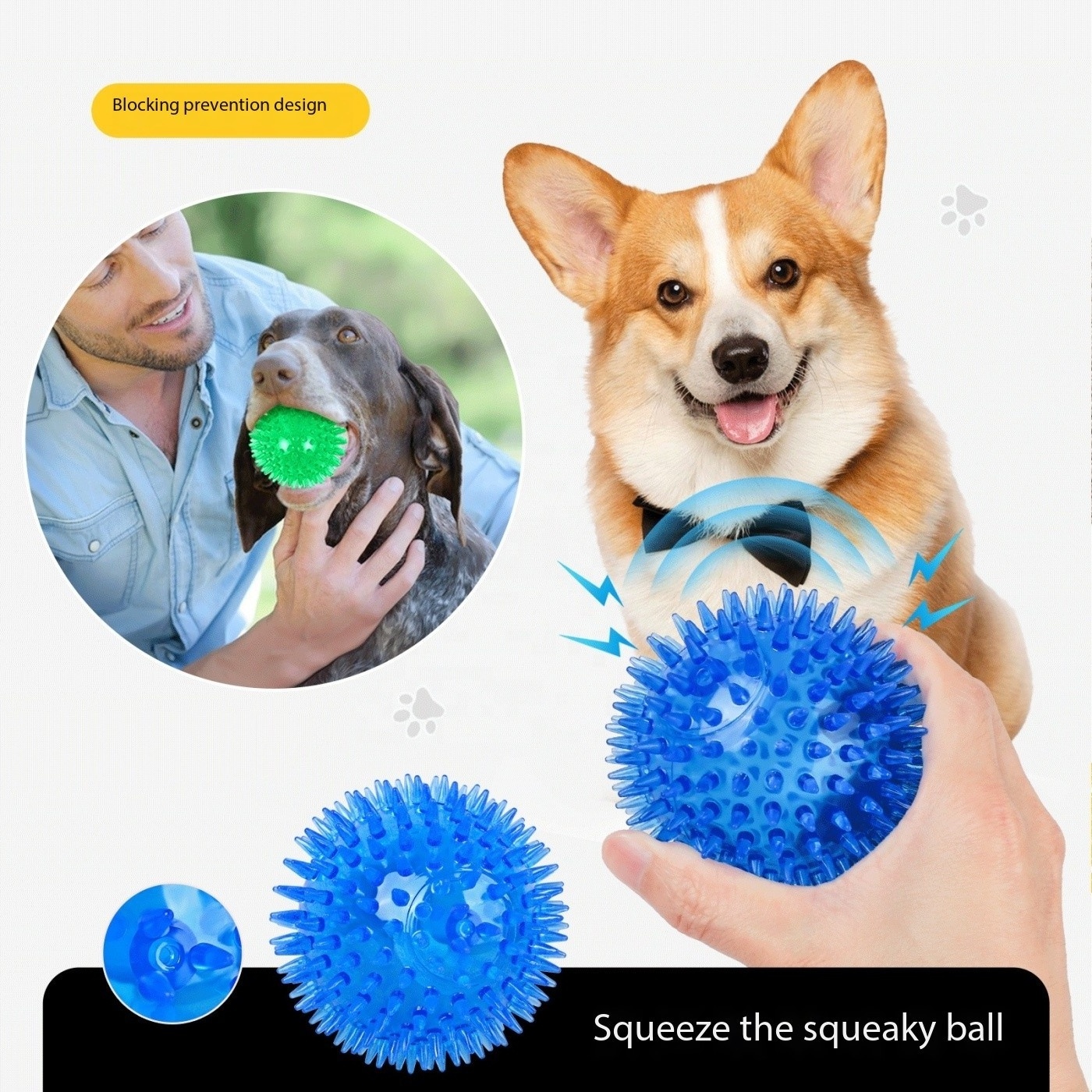 Squeaky Balls for Dogs Small Light Up Ball Pet Toys Rubber Bouncy Fetch Ball Glow in The Dark Interactive For Puppies Cats