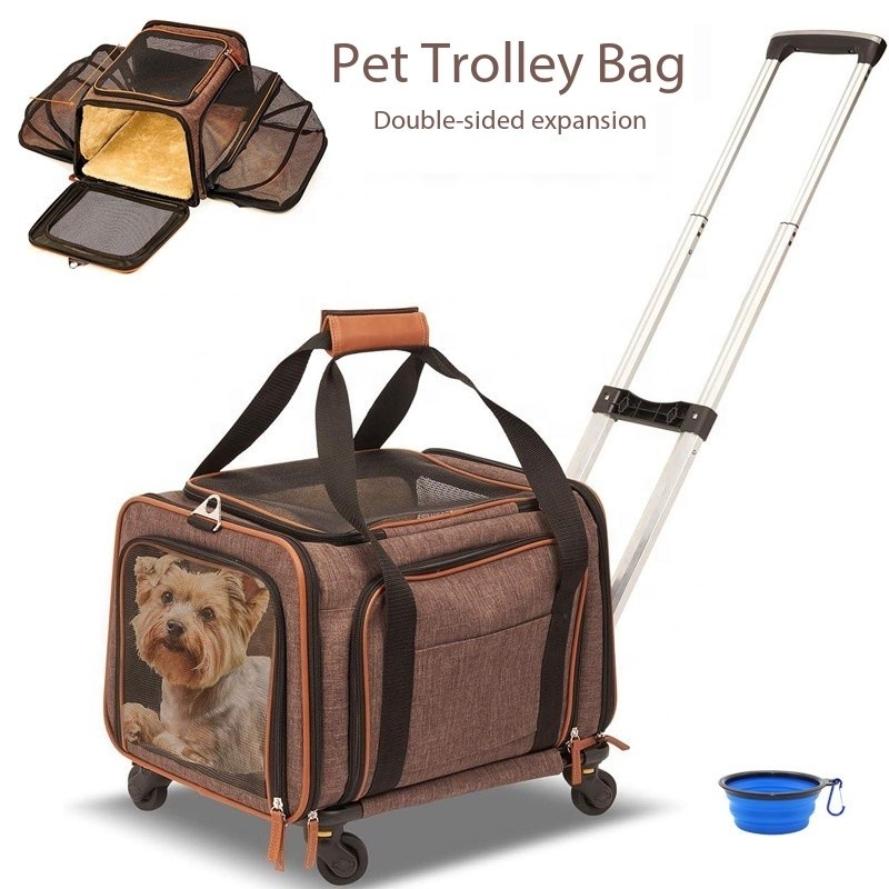 Wheeled Pet Carrier Backpack Pet Rolling Carrier Backpack for Small Dogs Medium Cats-Pet Carrier Backpack with Removable Wheels