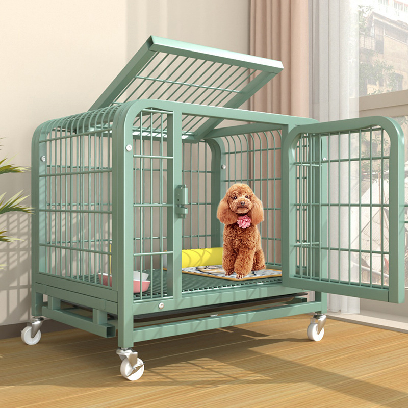 Heavy Duty Indestructible Dog Crate, Escape Proof Dog Cage Kennel with Lockable Wheels, Dog Crate with Removable Tray