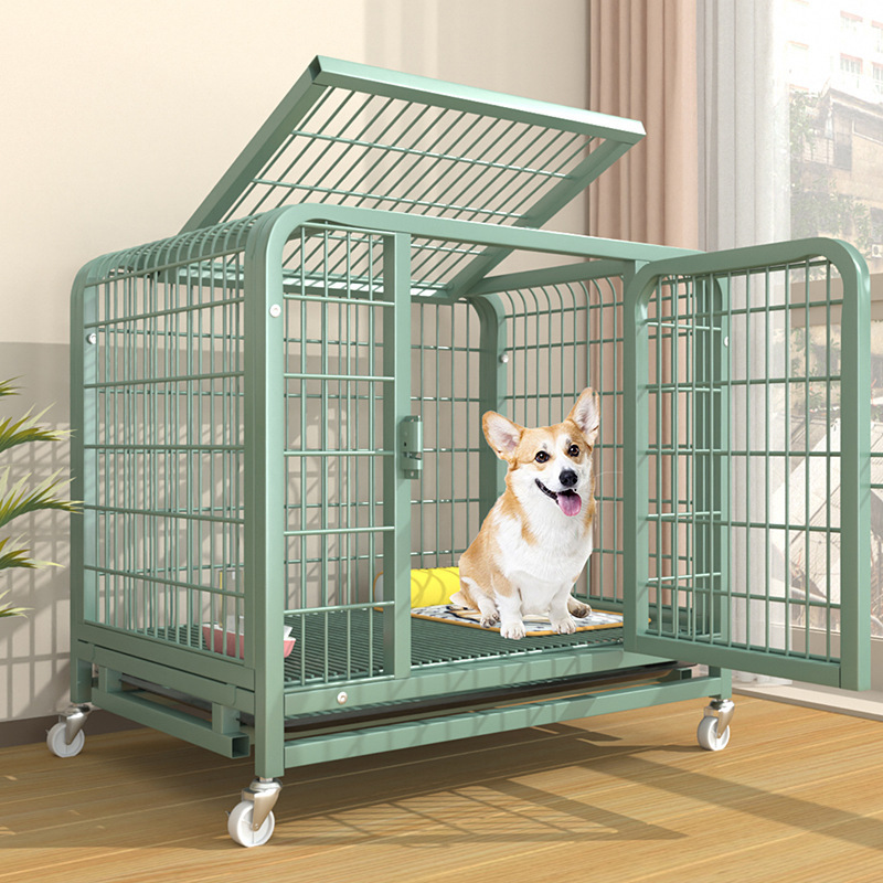 Heavy Duty Indestructible Dog Crate, Escape Proof Dog Cage Kennel with Lockable Wheels, Dog Crate with Removable Tray