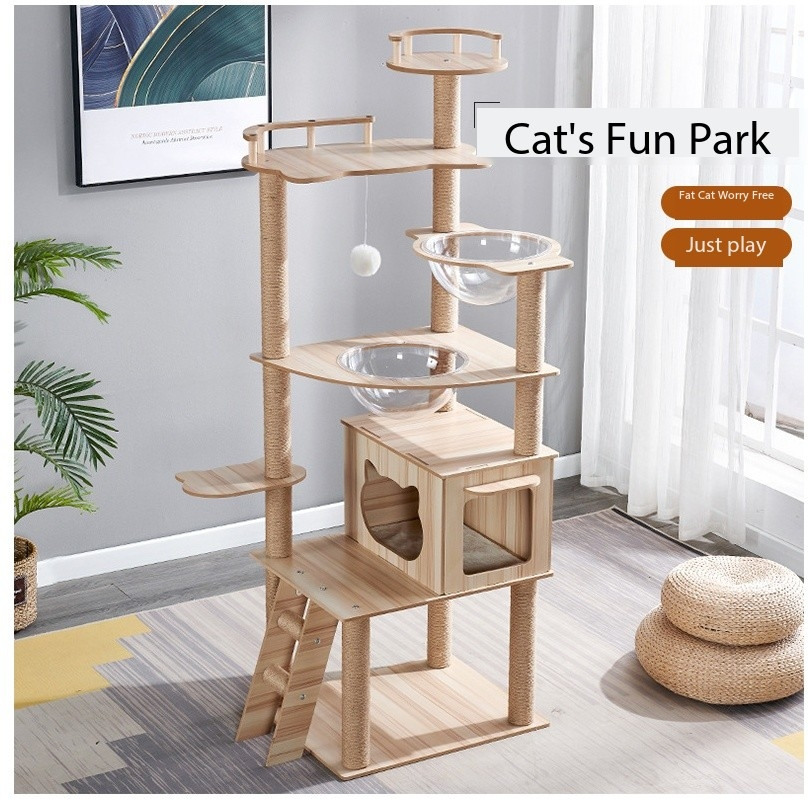 Wholesale Pet Toy Luxury Large Cat Tree Tower Houses Cratcher Climbing Pet Cat Tree