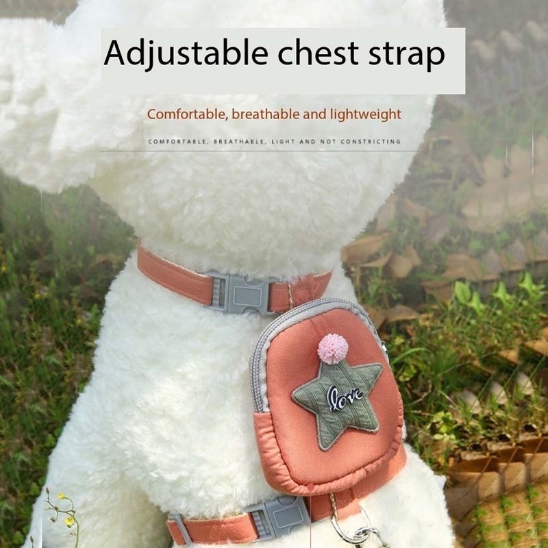 Dog Backpack No-Pull Pet Harness Vest with Saddle Bag Backpack-Cute Star Shape Self Carrier Backpack Travel Camping Hiking