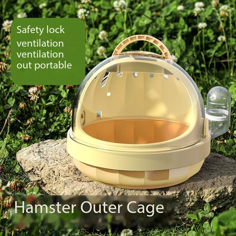 Hamster Carrier Cage Carry Travel Case with Water Bottle Plastic Guinea Pig Outgoing Cage for Dwarf Hamster Ferret Chinchillas