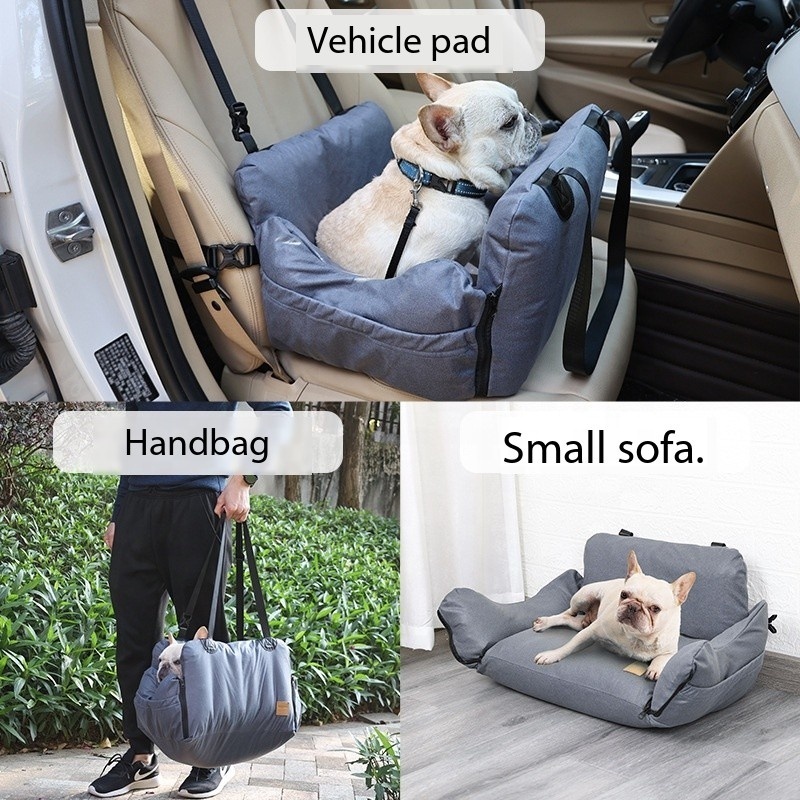 Small Dog Car Seat for Small Dog-Portable Puppy Pet Car Seat with Dog Seat Belt-Multifunctional Foldable Pet Sofa Bed