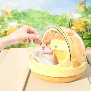 Hamster Carrier Cage Carry Travel Case with Water Bottle Plastic Guinea Pig Outgoing Cage for Dwarf Hamster Ferret Chinchillas