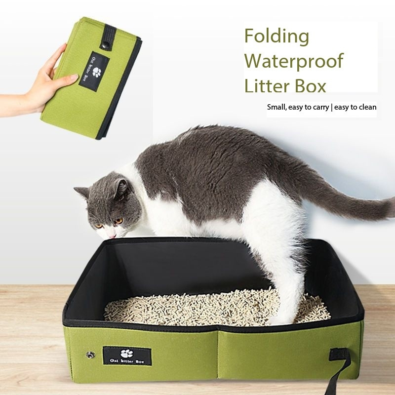 Travel Litter Box, Cat Portable Litter Box, Foldable Travel Litter Box for Cats in Car