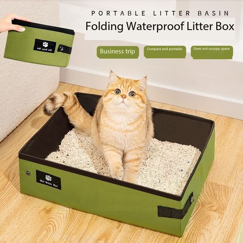 Travel Litter Box, Cat Portable Litter Box, Foldable Travel Litter Box for Cats in Car