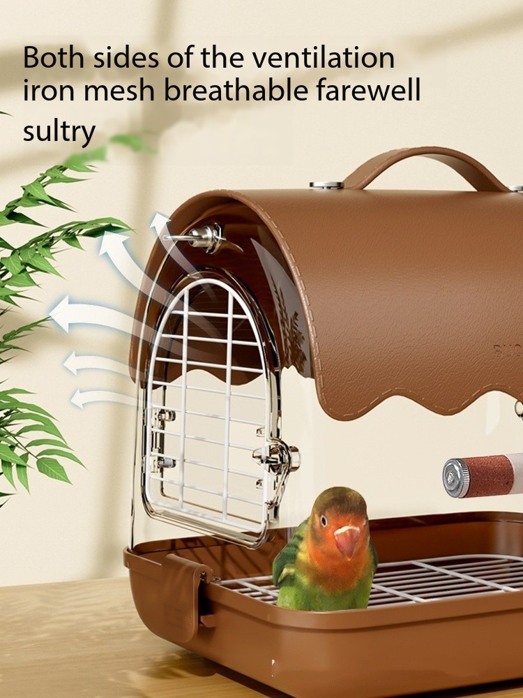 Bird Carrier Backpack with Perch, Transparent Travel Bird Cage Bag Lightweight with Shade Cover, Visible Window for Parrots