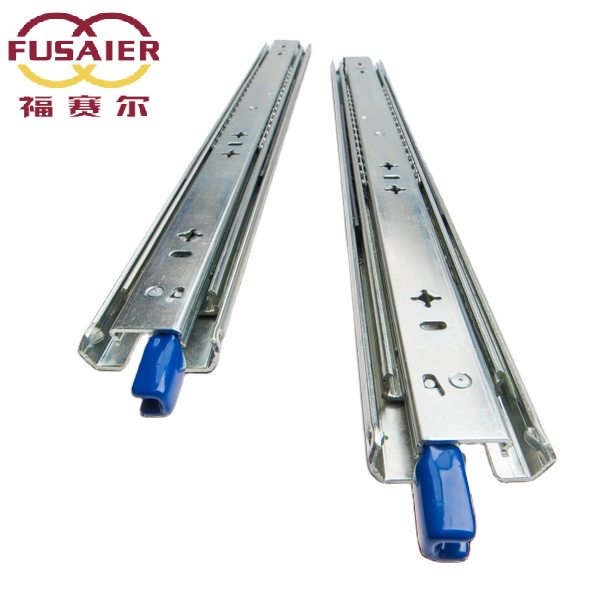 Foshan 53mm full extension 250lb 120kg Lock-In Lock-Out Locking kitchen slide heavy duty telescopic drawer slides for industrial