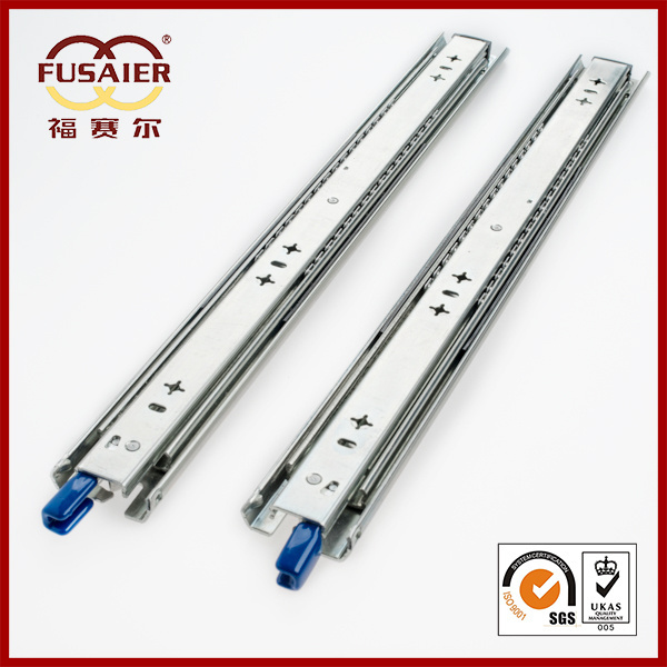 Foshan 53mm full extension 250lb 120kg Lock-In Lock-Out Locking kitchen slide heavy duty telescopic drawer slides for industrial