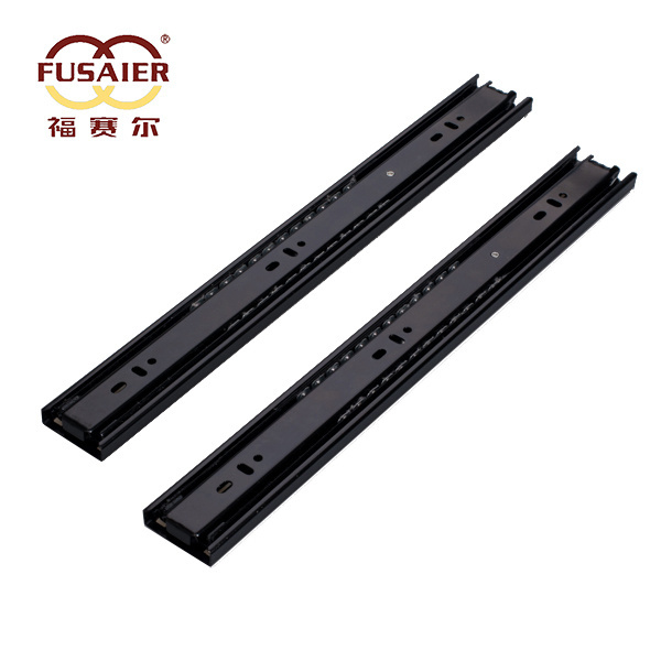 Fusaier supply 45mm Medium duty 100 Lbs black color Full Extension Ball Bearing drawer slide with rear bracket