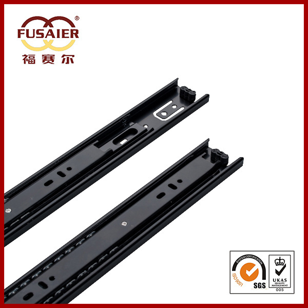 Fusaier supply 45mm Medium duty 100 Lbs black color Full Extension Ball Bearing drawer slide with rear bracket