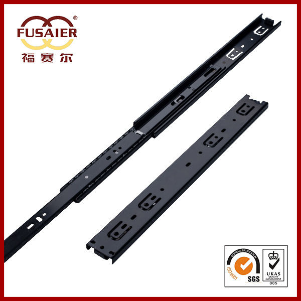 Fusaier supply 45mm Medium duty 100 Lbs black color Full Extension Ball Bearing drawer slide with rear bracket