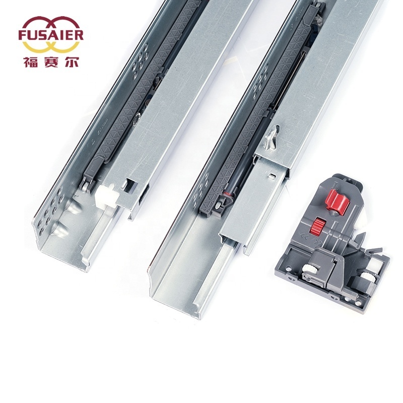 3 fold damper basket drawers channel push to open hidden telescopic rails soft close undermount concealed drawer slide