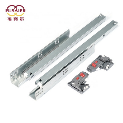 3 fold damper basket drawers channel push to open hidden telescopic rails soft close undermount concealed drawer slide