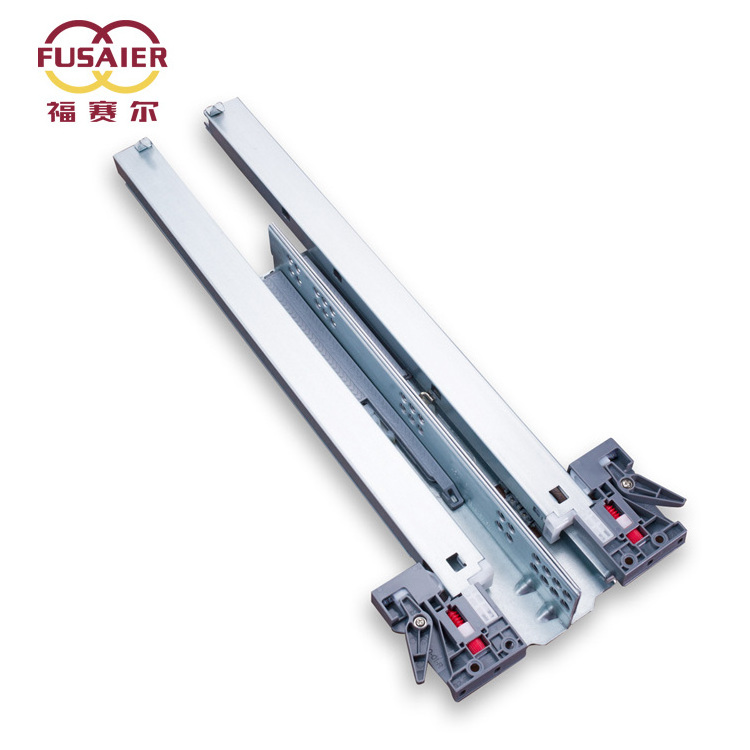 Fusaier Factory full extension  under mount soft close push open rebound concealed dtc drawer slides with  2D 3D Locking handle