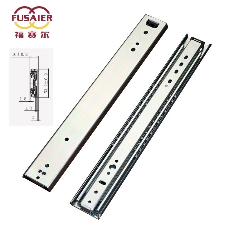 Foshan factory supply 53mm full extension Slim type heavy duty ball bearing drawer slide