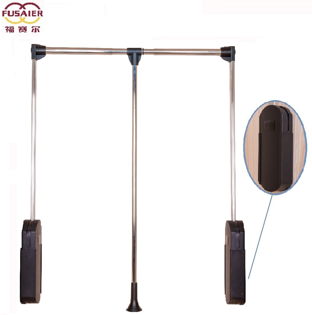 Closet Organizer Series Fast Mount Pull Down Metal Wardrobe lift Wall Hanger for Clothes Double Soft Close for Bedroom